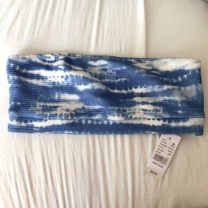 LA Hearts Blue Tie Dye Bandeau Bikini Top